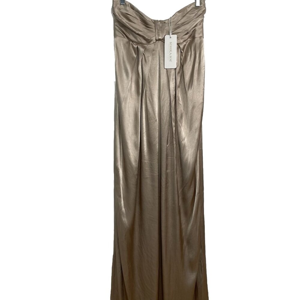 SHONA JOY La Lune Strapless Knot Maxi Dress In Gold Satin Sz 6 NWT Style SJ6066